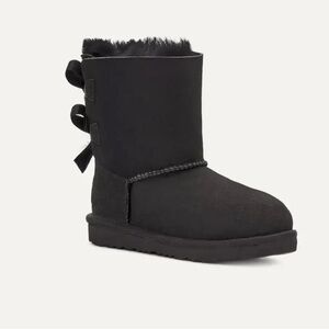 UGG GIRLS Bailey Bow Boot in Black Genuine Leather Sheepskin Winter Boots